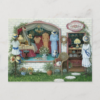 Carte Postale tienda de ropa vintage dibujada