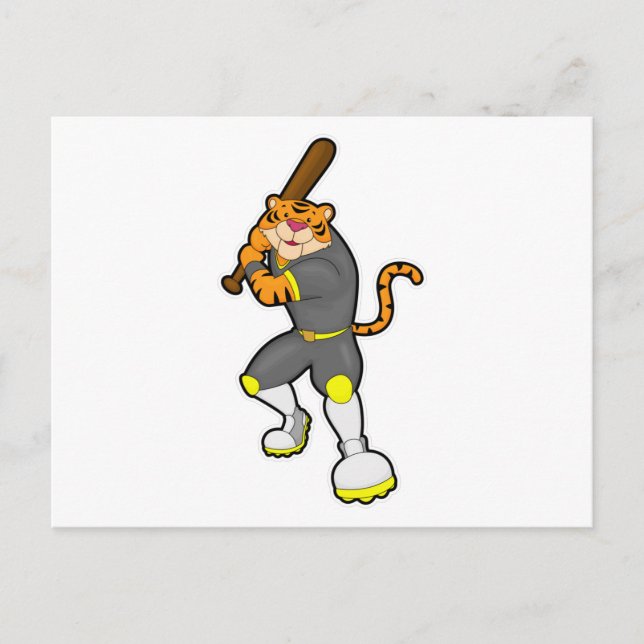 Carte Postale Tiger en baseball avec batte de baseball (Devant)