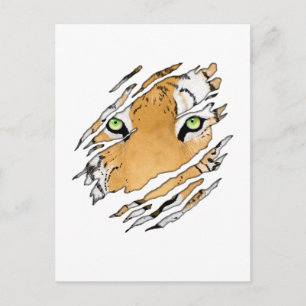 Carte Postale Tiger Visage Faune Art