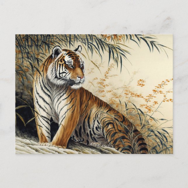Carte Postale Tigre à pinceau chinois (Devant)