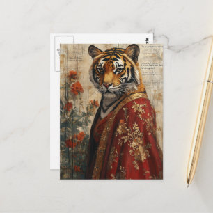 Carte Postale Tigre adorable dans un collage de robe