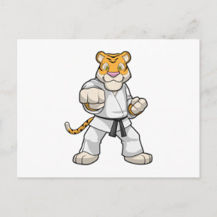 Carte Postale Tigre au karaté d'arts martiaux