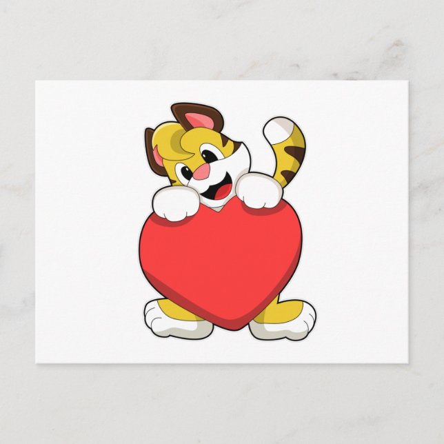 Carte Postale Tigre avec coeur (Devant)