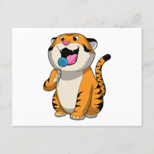 Carte Postale Tigre avec sucette