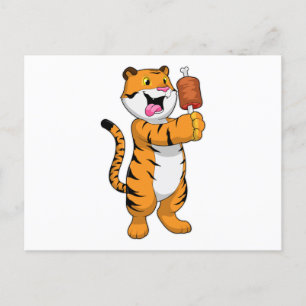 Carte Postale Tigre avec viande