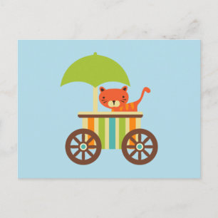 Carte Postale Tigre Bébé mignonne sur glace Crème Panier Cadeaux