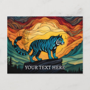 Carte Postale Tigre Bleu À La Montagne