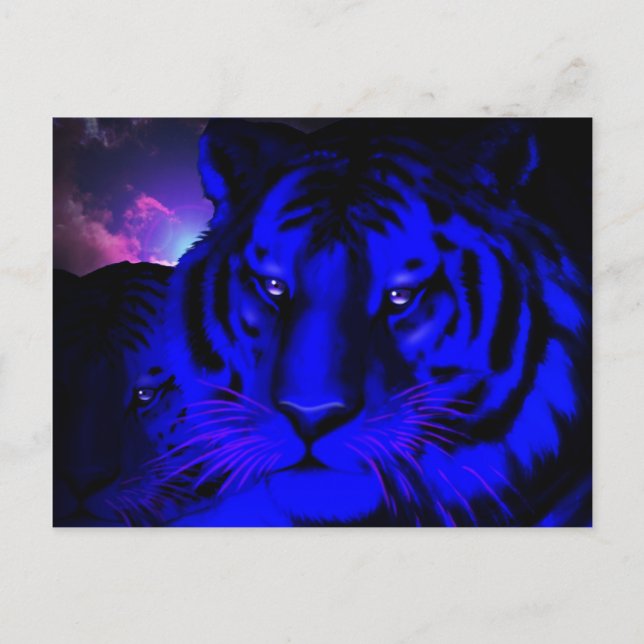 Carte Postale Tigre bleu électrique (Devant)