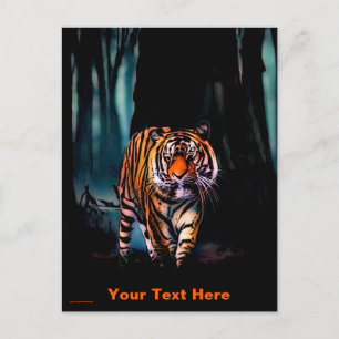 Carte Postale Tigre Brillant Forêt Sombre