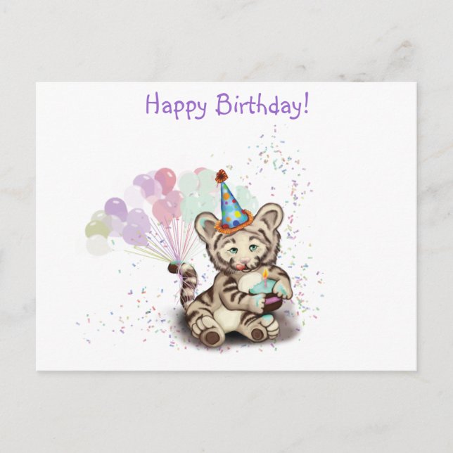Carte Postale Tigre d'anniversaire (Devant)