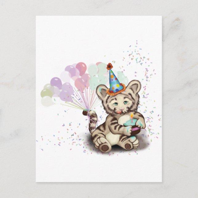 Carte Postale Tigre d'anniversaire (Devant)