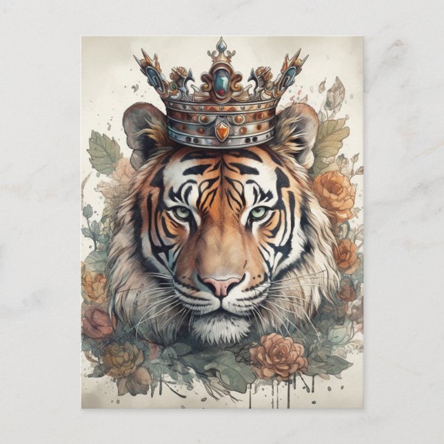 Carte Postale Tigre dans une couronne (Devant)