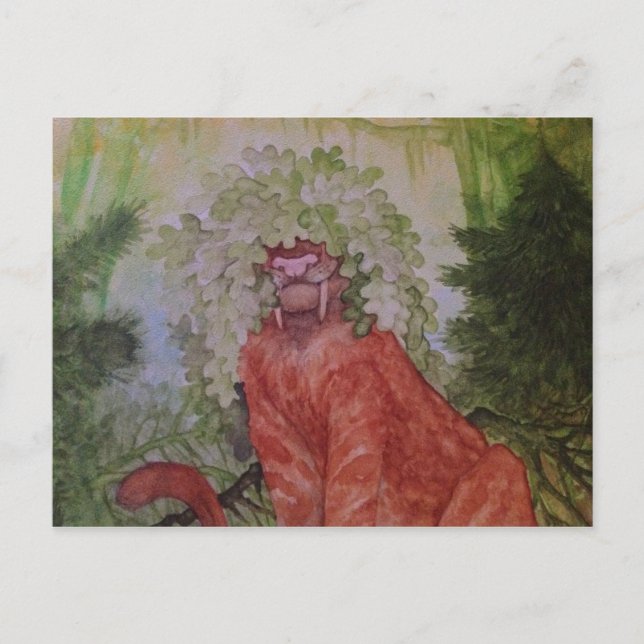 Carte Postale Tigre de Sabretooth avec la couronne de feuille de (Devant)