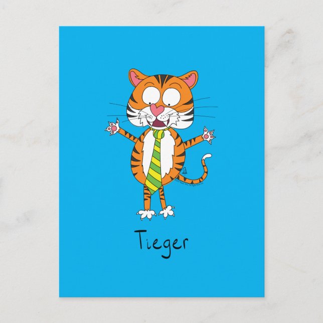 Carte Postale Tigre drôle dans une Cravate caricature pour enfan (Devant)