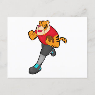 Carte Postale Tigre en tant que joueur de football avec ballon d