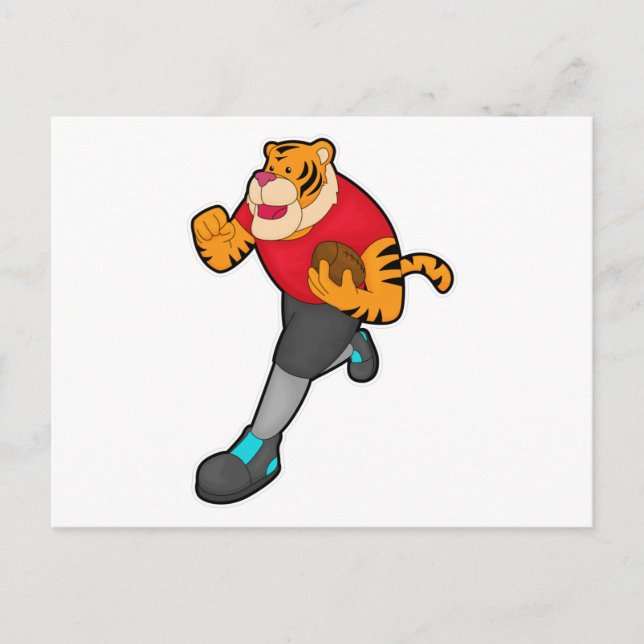 Carte Postale Tigre en tant que joueur de football avec ballon d (Devant)
