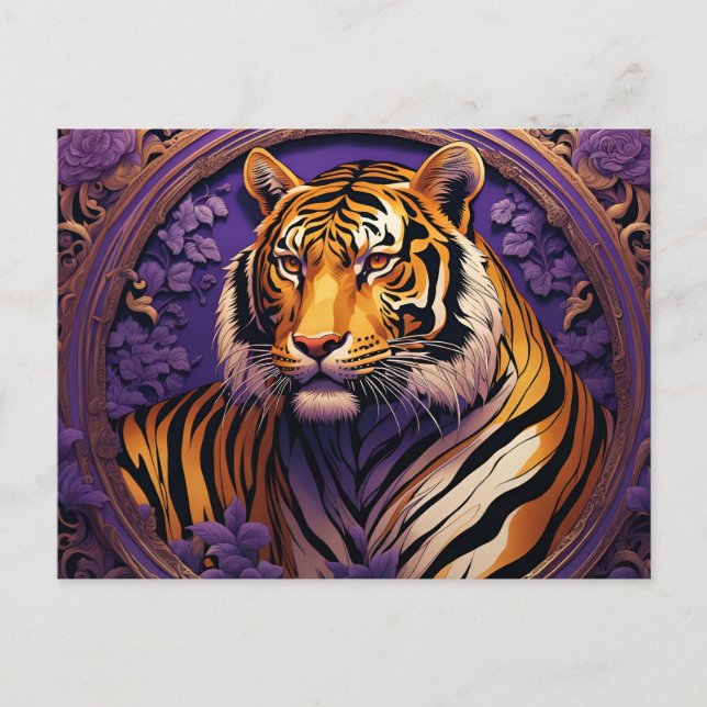 Carte Postale Tigre en violet (Devant)