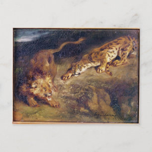 Carte Postale Tigre et Lion