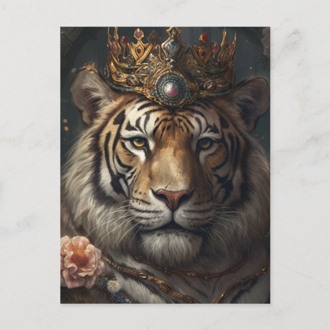 Carte Postale Tigre mignon dans une couronne (Devant)