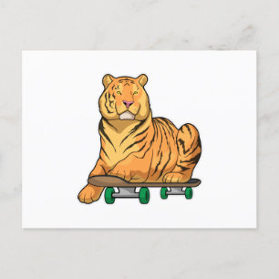 Carte Postale Tigre Skateur Skateboard
