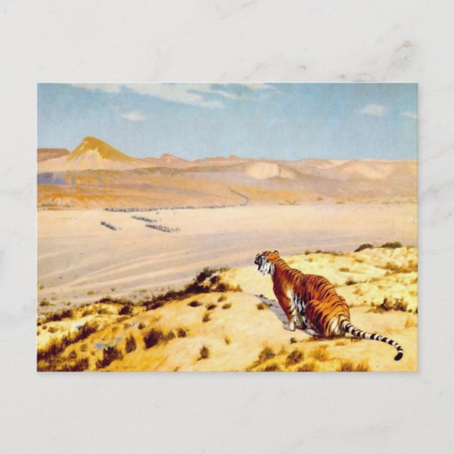 Carte Postale Tigre sur la montre par Jean-Leon Gerome 1888 (Devant)