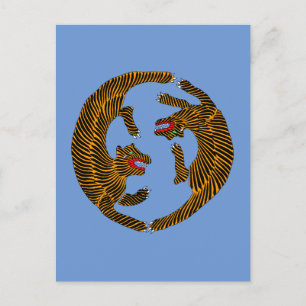 Carte Postale Tigres d'art populaire japonais