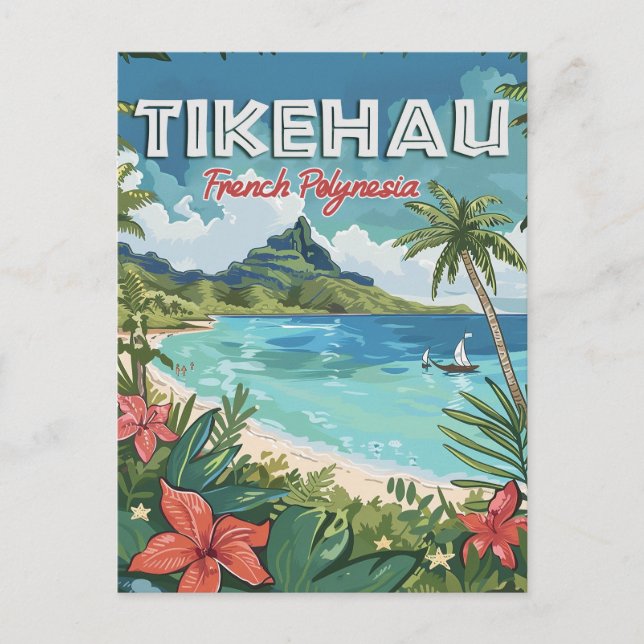 Carte Postale Tikehau : Où les sables roses rencontrent les eaux (Devant)