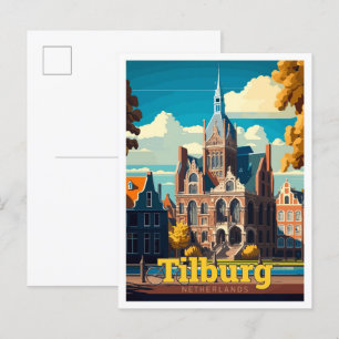 Carte Postale Tilburg Pays-Bas Voyage Vintage Illustration