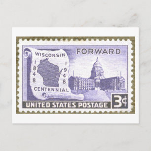 Carte Postale Timbre du centenaire du Wisconsin vintage