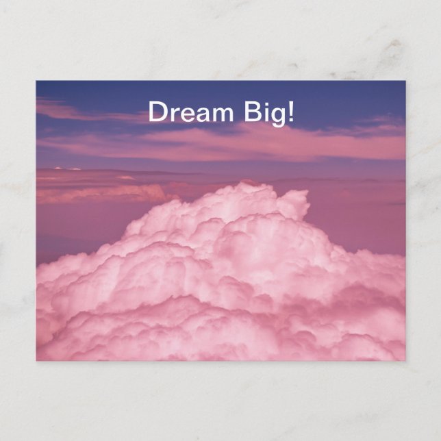 Carte Postale Timbre-poste rose onirique nuages aériens. (Devant)