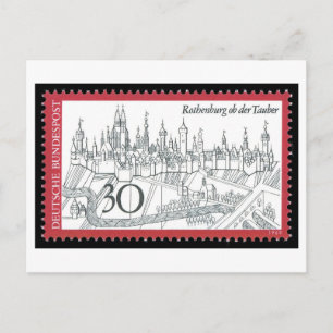 Carte Postale Timbre Rothenburg ob der Tauber allemand vintage