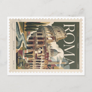 Carte Postale Timbre Vintage Roma Classica