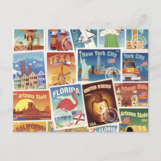Carte Postale Timbres De Postage Aux États-Unis (Devant)
