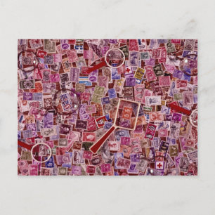 Carte Postale Timbres et loupes Abstraits