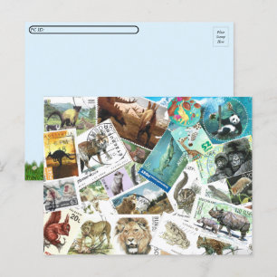 Carte postale Timbres postfranchissables pour anim