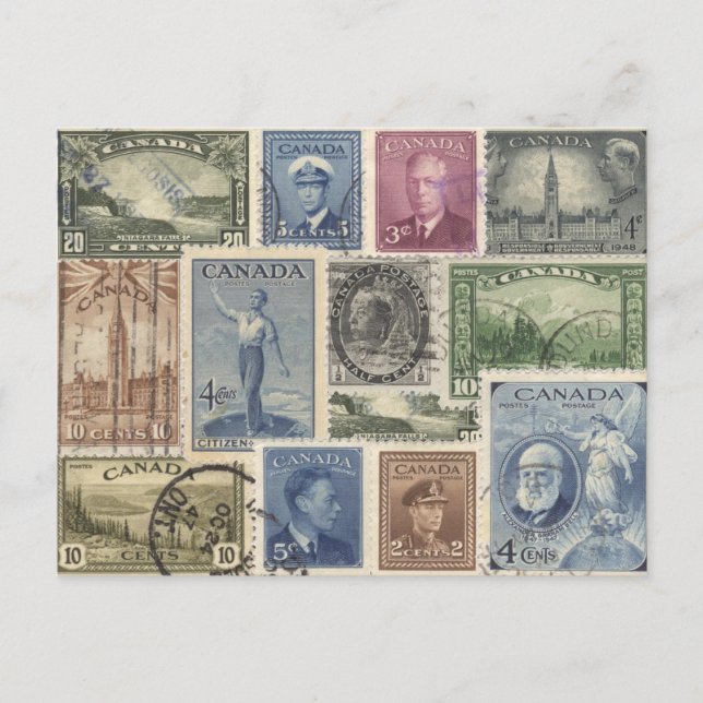 Carte Postale timbres vintages - (Devant)