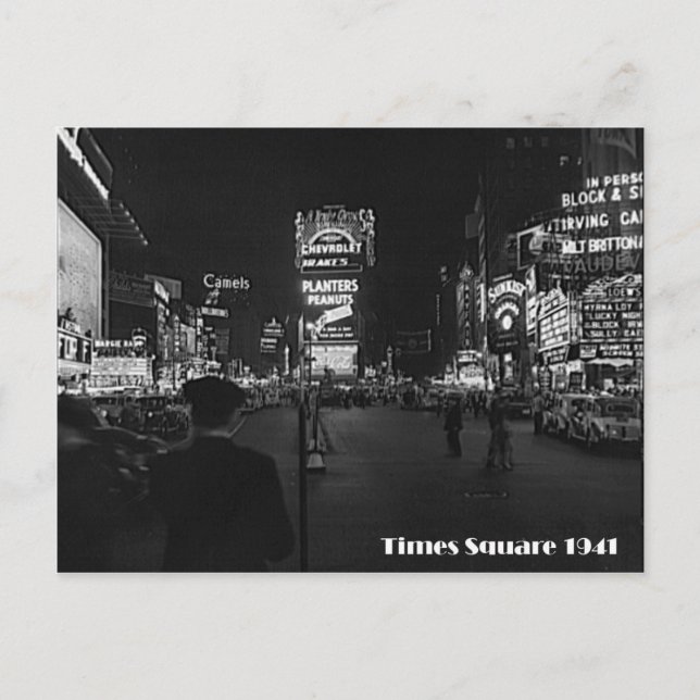 Carte Postale Times Carré, New York City, Neon Photo De 1941 (Devant)