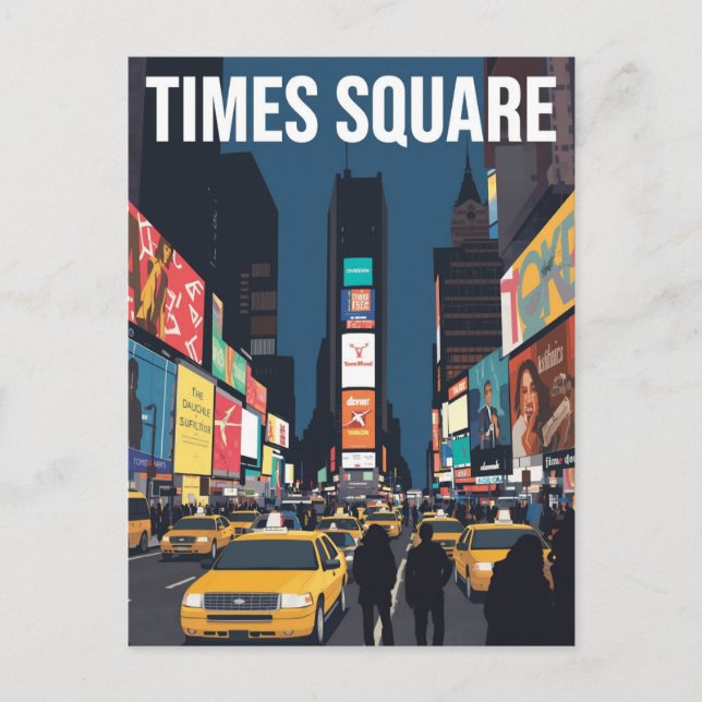 Carte Postale Times Square New York Taxi Cab Art (Devant)
