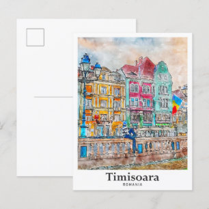 Carte Postale Timisoara Roumanie Voyage Aquarelle main tirée
