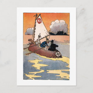 Carte Postale Tinman et Scarecrow en bateau