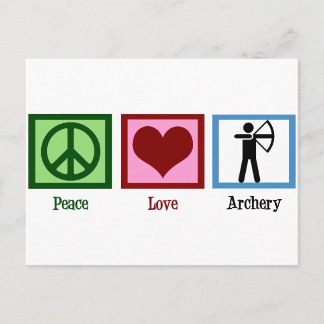 Carte Postale Tir à l'arc Peace Love (Devant)