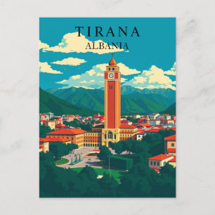 Carte Postale Tirana, Albanie Vintage voyage Balkan Art