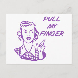 Carte Postale Tirer mon doigt Retro femme de ménage violet