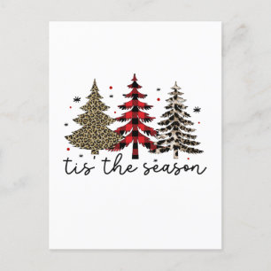 Carte Postale "Tis the Season" Plaid Leopard Christmas Trees