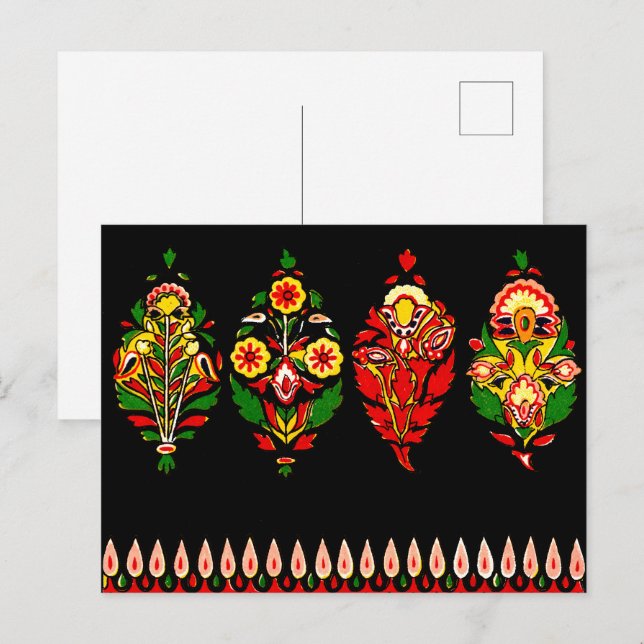 Carte Postale Tissu de coton indien (Devant / Derrière)