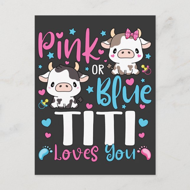 Carte Postale Titi rose ou bleu t'aime Cadeaux Vache Bébé (Devant)