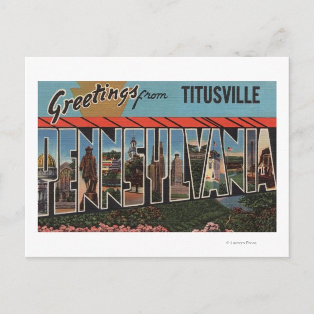 Carte Postale Titusville, Pennsylvanie - Scènes de grandes lettr (Devant)