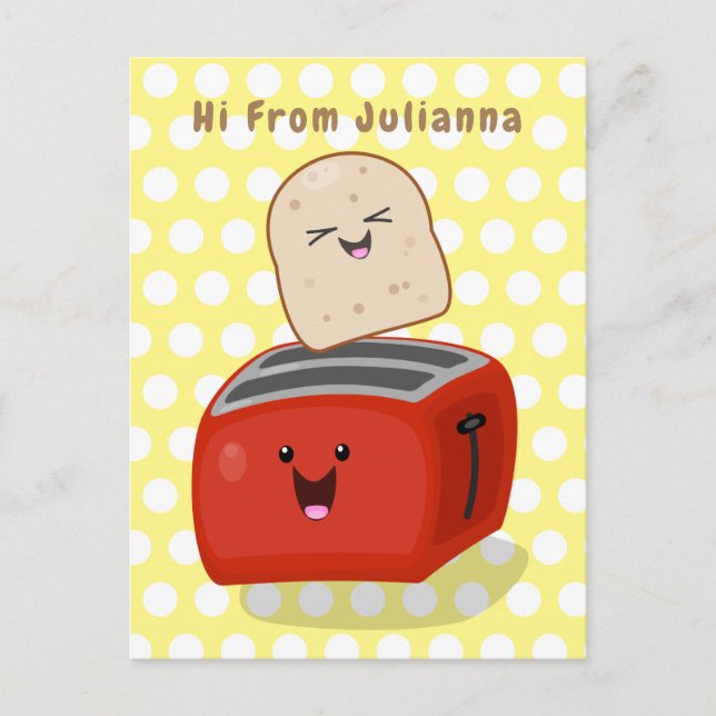 Carte Postale Toast de Cute kawaii et dessin animé de grille-pai (Devant)