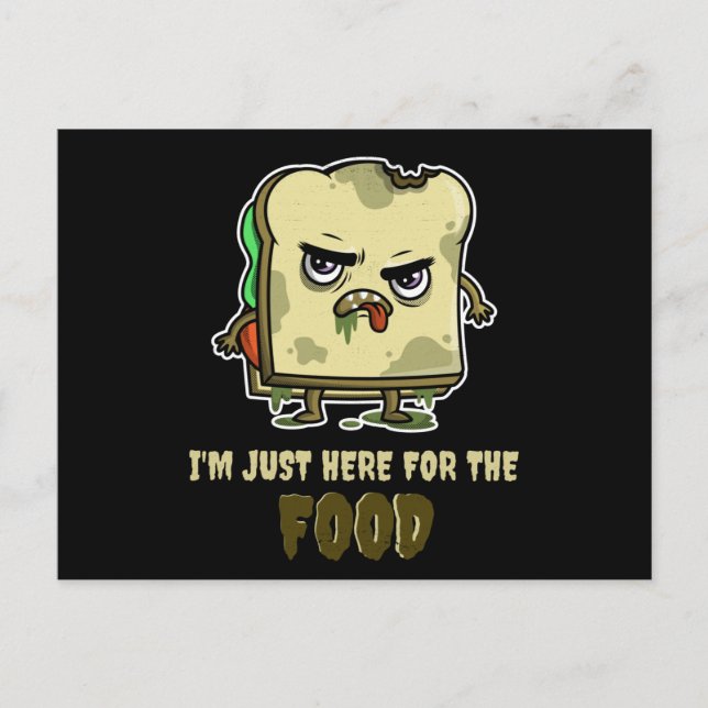 Carte Postale Toast Sandwich Zombie Drôle Halloween Kawaii (Devant)