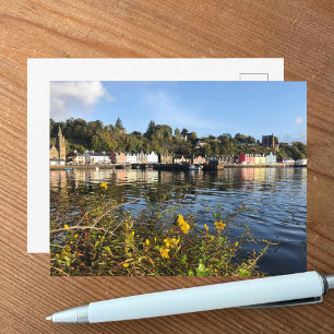 Carte Postale Tobermory, île de Mull, Écosse avec des fleurs